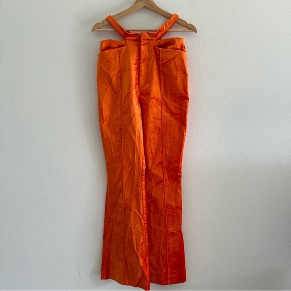 Revolve NBD Anok Velvet Orange Pants S - Picture 5 of 10